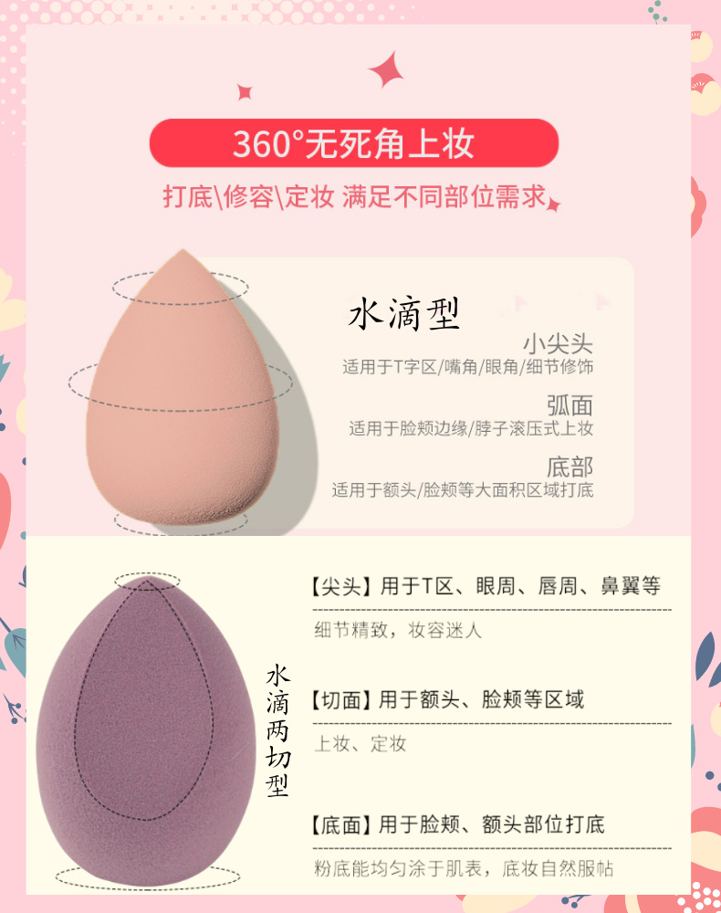 Hydrophilic beauty eggs are super soft and can be used both dry and wet. They expand when exposed to water and do not absorb or clog powder. Makeup and color egg manufacturers have them in stock pic 17