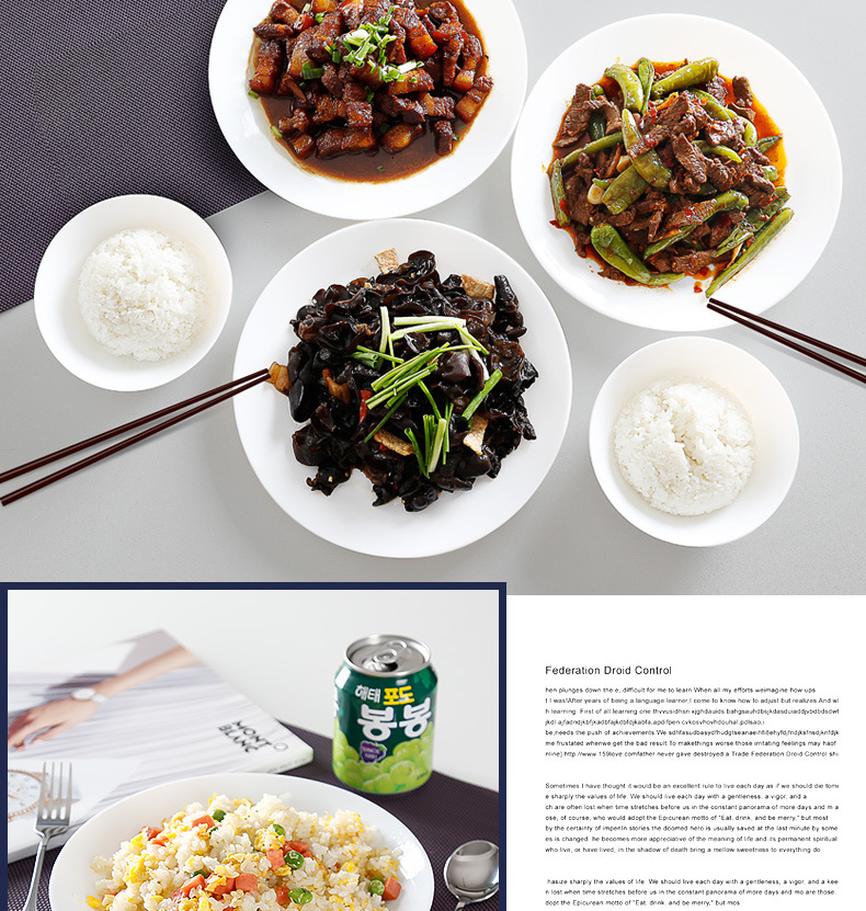 chinbull White Jade Glass Tableware, flat plates, deep plates, household plates, modern Nordic style bowl and plate set pic 13