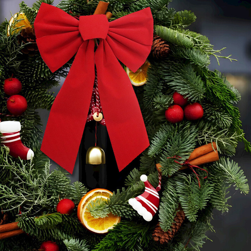 Wholesale red velvet fabric bows, Christmas decorative bows, red bows, Christmas bows pic 2