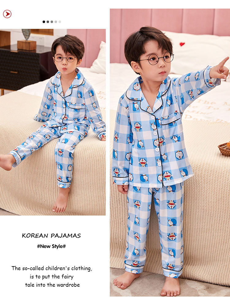 儿童睡衣女孩春夏长袖翻领牛奶丝套装开衫宝宝卡通外贸男童家居服详情14