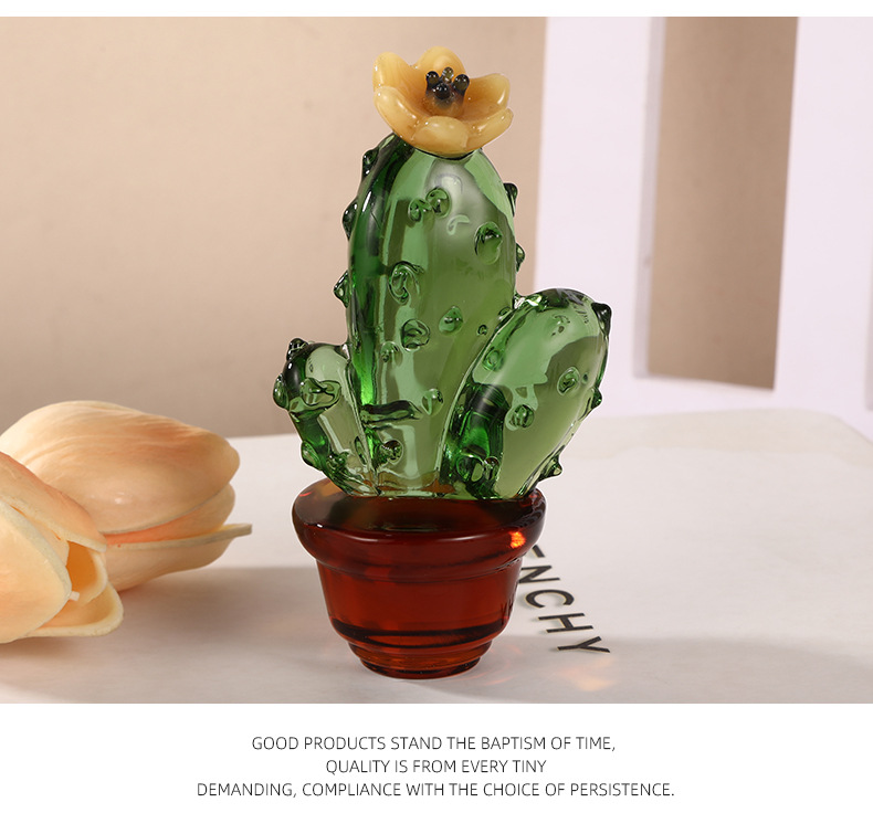 办公居家桌面摆件客厅装饰水晶工艺品创意现货仿真植物水晶仙人掌详情10