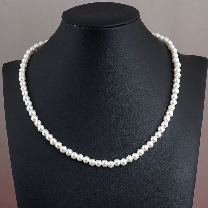 Pearl necklace, glass imitation pearl white round bead jewelry, cheongsam accessory, collarbone chain, neck chain for a girl to give to her mother pic 8
