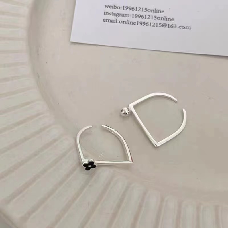 925银法式叠戴花朵小球戒指女ins小众个性设计方形开口调节指环详情13