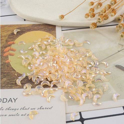 Wholesale of popular nail art accessories: Jelly mini ab color Moon resin flat bottom colorful irregular-shaped diamond nail art diamond pic 1
