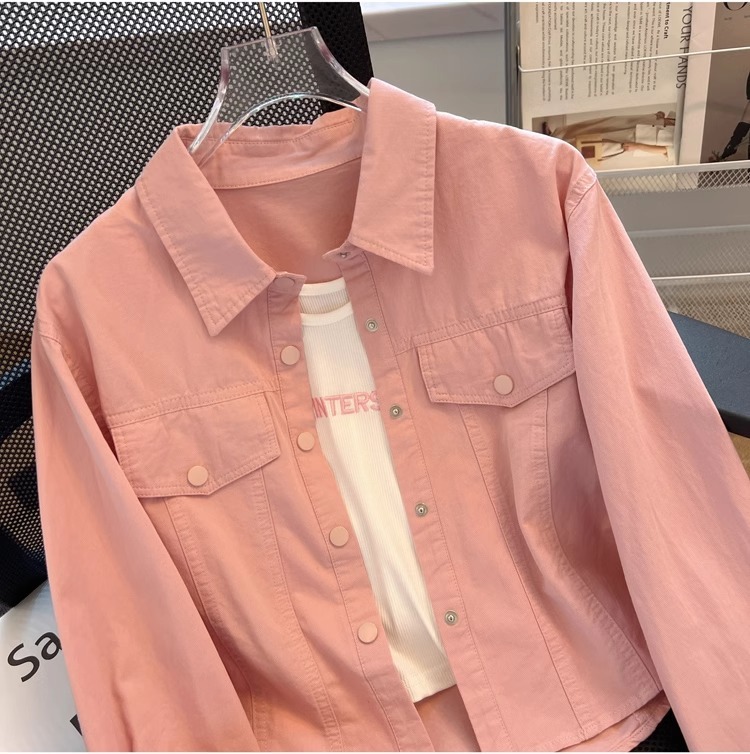 Polo领长袖衬衫女2024春秋新款洋气时尚修身显瘦薄款衬衣外套上衣详情11