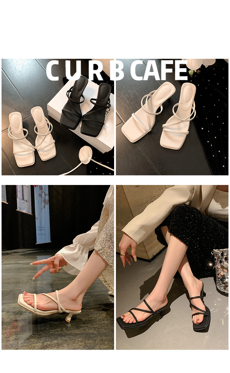 2024凉鞋女夏新款法式一字带仙女风方头不磨脚显瘦高跟拖鞋女外穿详情1