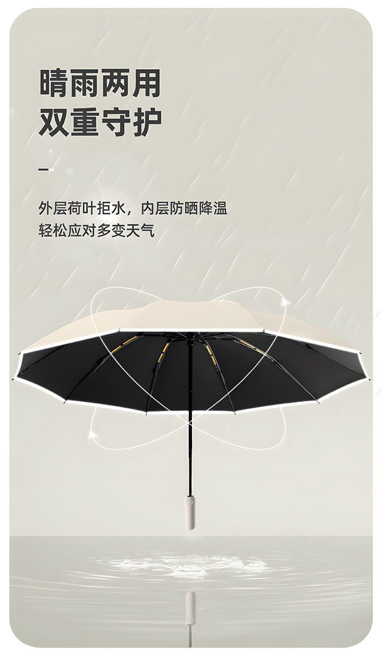 雨伞折叠伞反向双骨反光条晴雨伞加固抗风暴加厚黑胶雨伞自动大号详情14