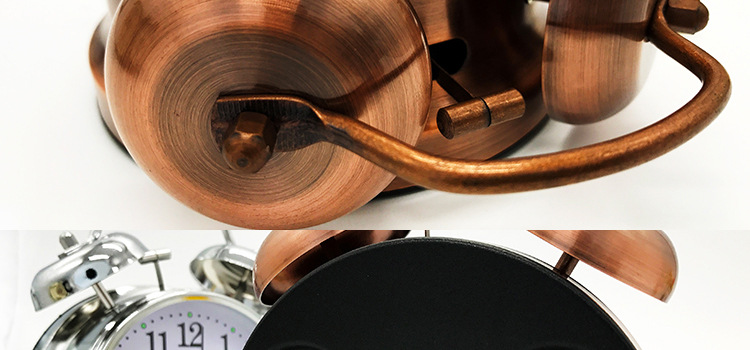 优品 创意金属质感静音夜光闹钟 经典双铃打铃钟详情24