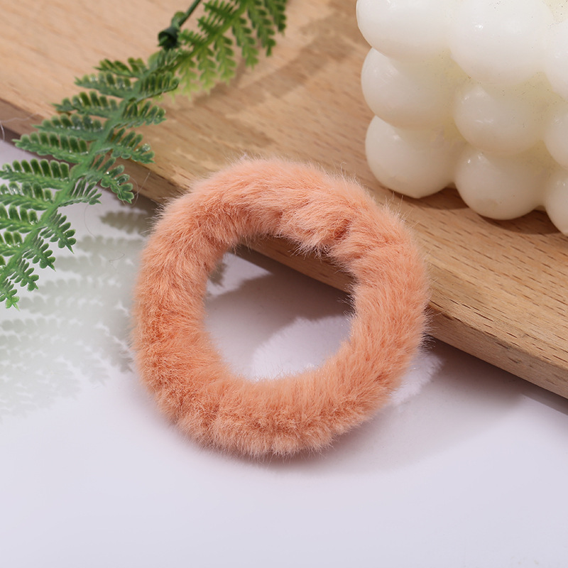 Korean style hair bands, simple autumn and winter plush bun hair ties, fashionable candy-colored sweet hair tie hair accessories wholesale pic 12