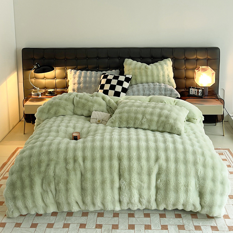 A类超厚獭兔绒四件套牛奶绒皮草绒 加厚秋冬宝宝绒被套件床单床品详情14