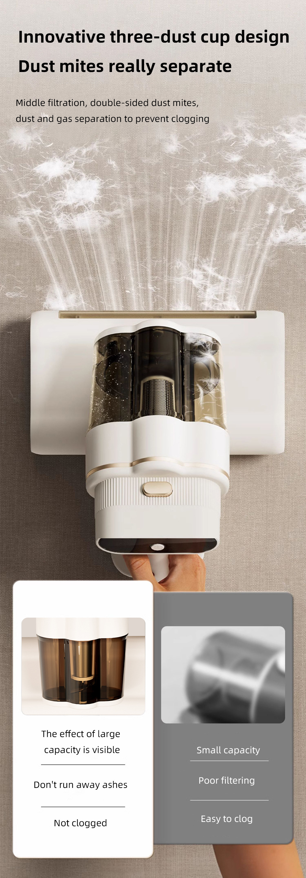 Double roller brush mite remover, a mite removal wonder, a large household vacuum cleaner for bed removal, ultrasonic and ultraviolet sterilization power purification pic 17