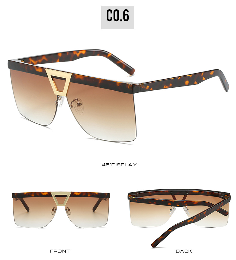 2023跨境新款太阳镜 个性半框百搭精致眼镜男 网红同款大框墨镜女详情12