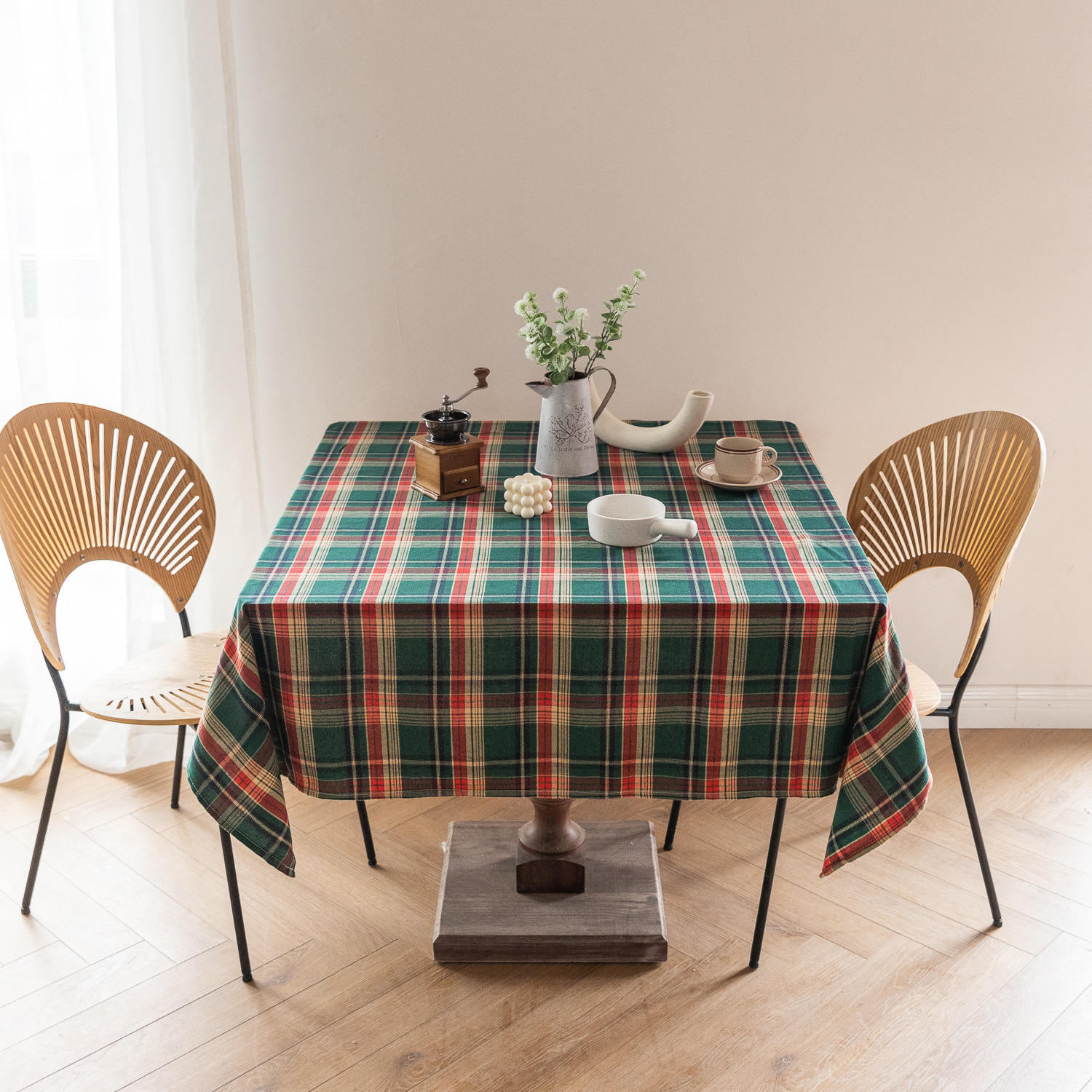 Cross-border Christmas holiday decoration table fabric, retro striped checkered cotton and linen restaurant party cover, Amazon pic 25