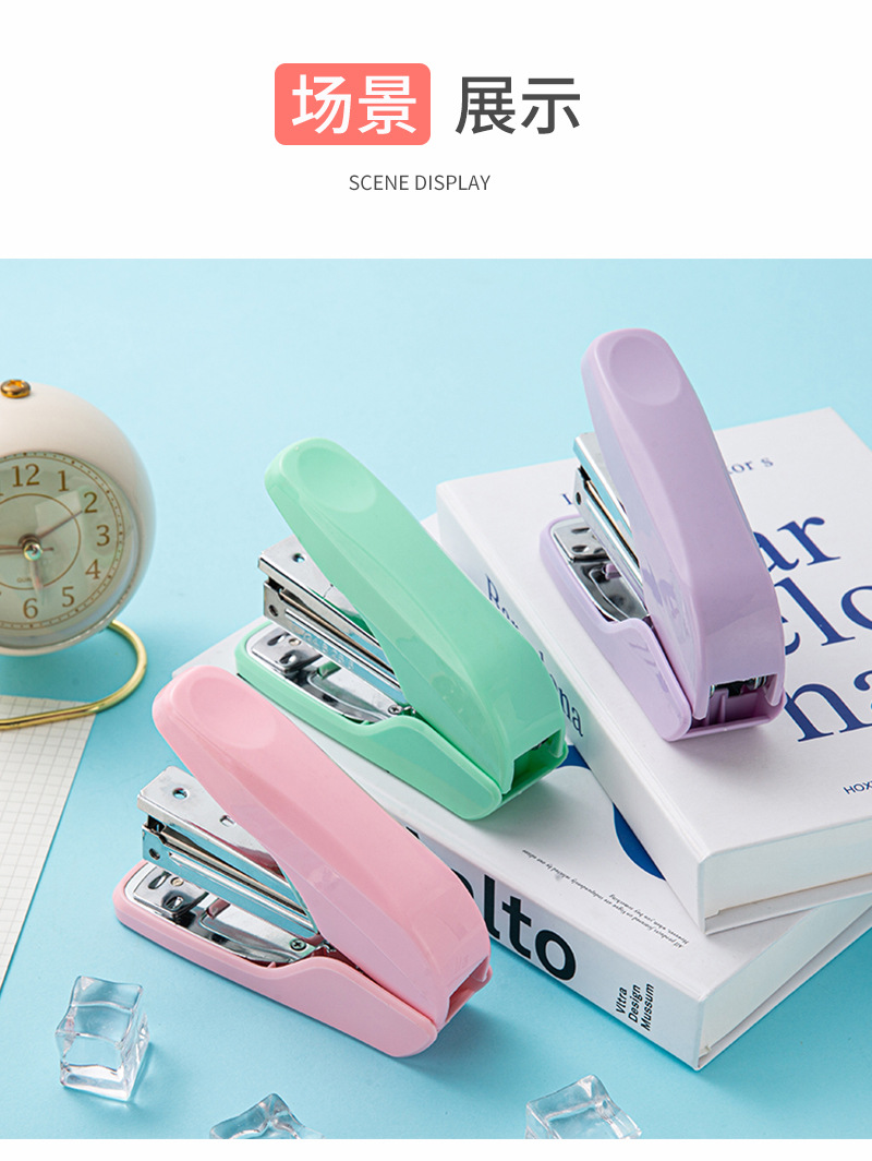 Factory direct supply of labor-saving large stapler, macaron color No. 12 binding machine, portable thickened office stapler pic 11