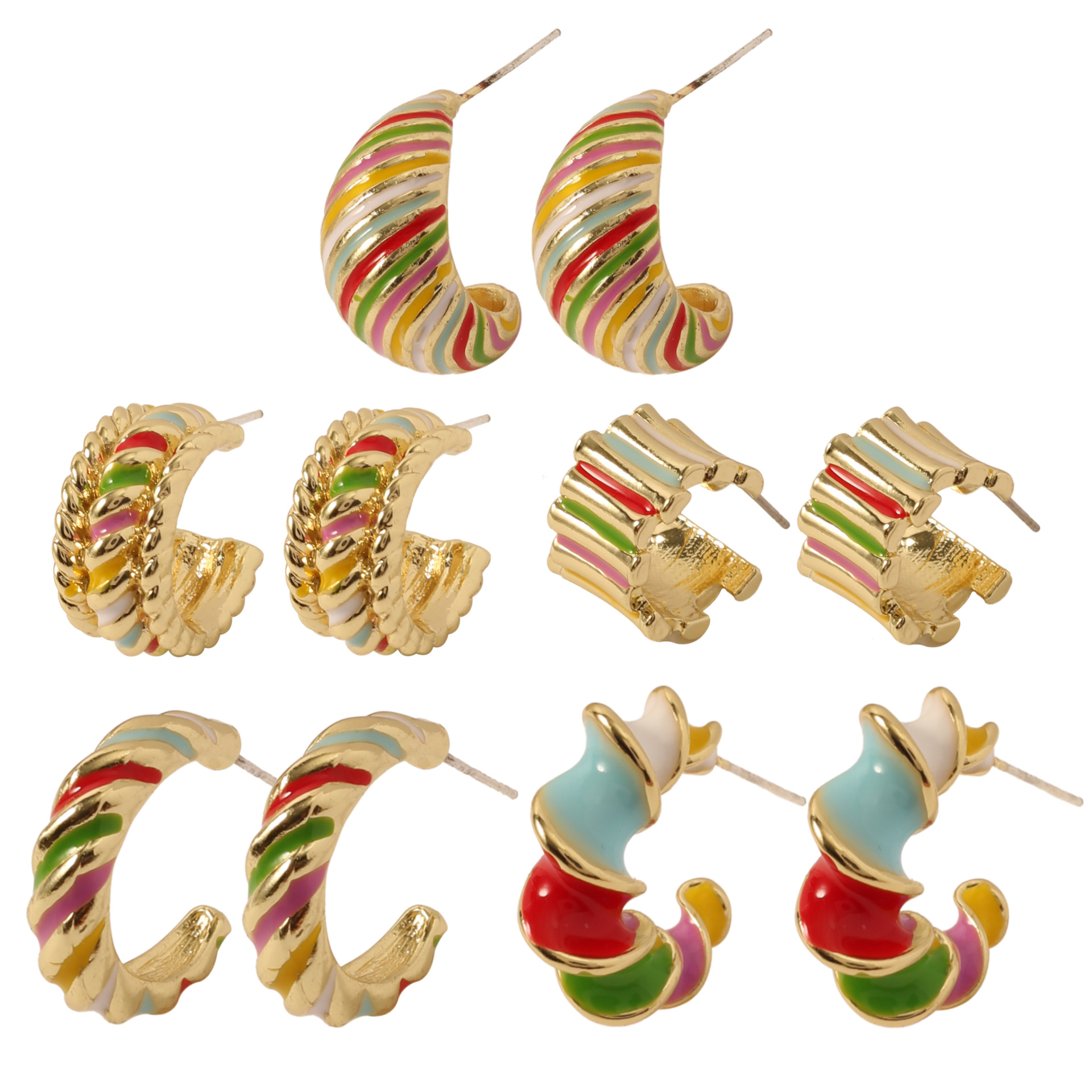 The new retro oil-dripping colored spiral earrings are fashionable, simple, individual, unique, niche and high-end design for women pic 8