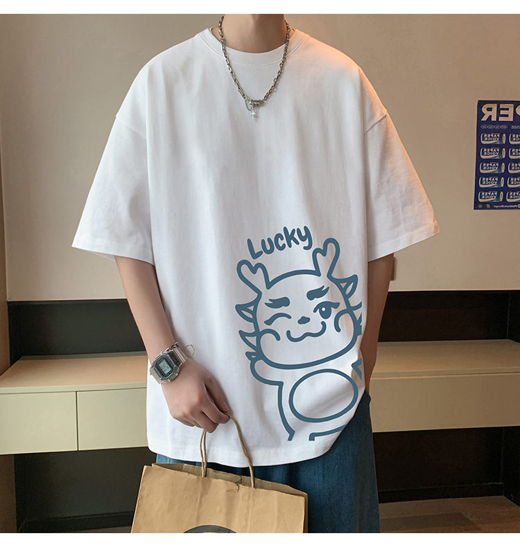 短袖t恤男夏季2024新款卡通印花纯棉半袖宽松潮流情侣休闲体恤衫详情25
