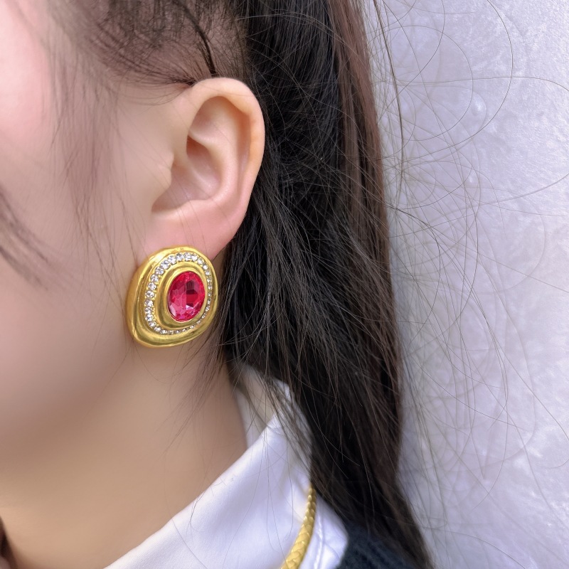 法式复古少女耳钉气质中古vintage粉色小众设计感耳环女复古耳饰详情30