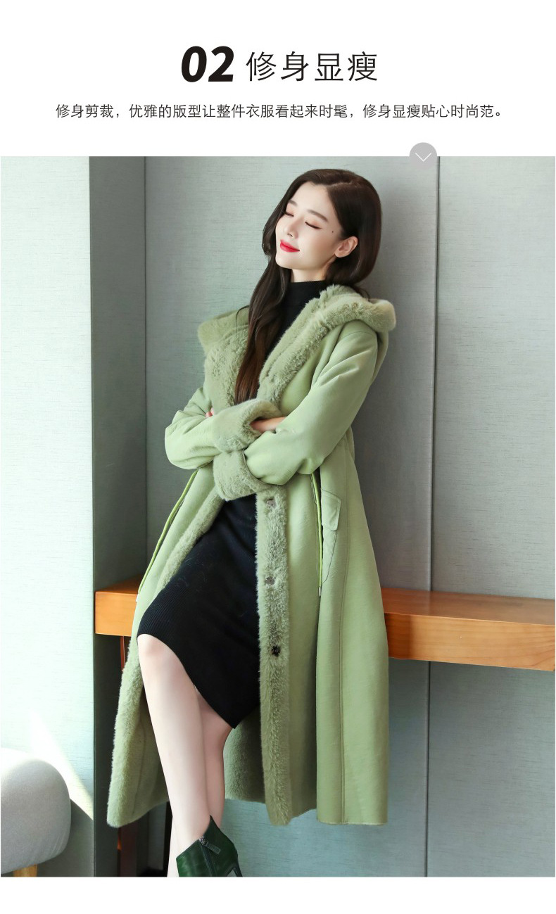 欧洲站时尚女装韩版冬连帽皮毛一体长款大衣女加绒加厚保暖外套潮详情8