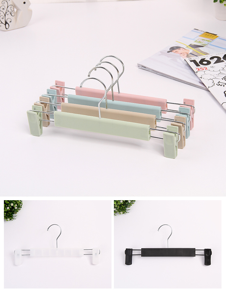 Wholesale of best-selling anti-slip colored plastic frosted clothes drying racks and trouser racks from the manufacturer, with extendable trouser clips pic 7