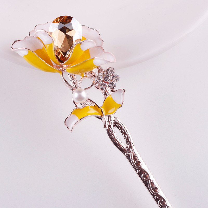 New floral tassel step hairpins, retro and elegant style hair hairpins, ancient-style Hanfu cheongsam hair accessories for women wholesale pic 13