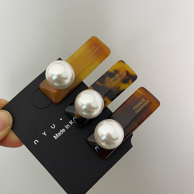 新款醋酸发夹刘海边夹韩国新款精致高级感简约珍珠一字鸭嘴夹发饰详情12