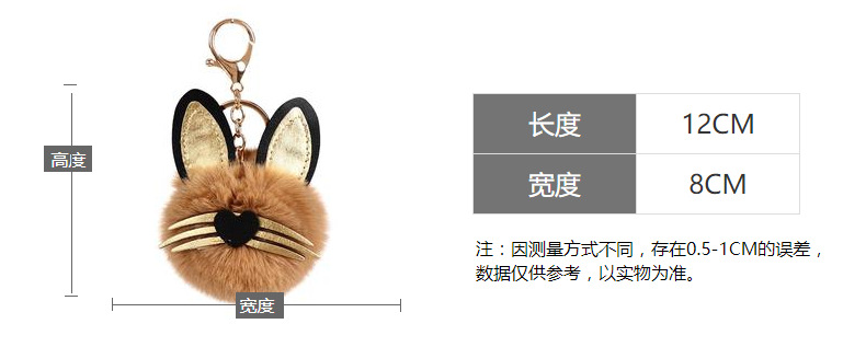 创意小猫咪造型毛球钥钥匙链挂件 时尚皮草包包汽车挂饰批发详情4