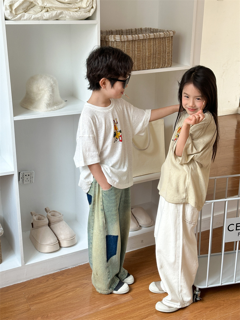 2024夏季新品韩版儿童短袖男女童卡通印花T恤可爱小丑短袖批发详情10