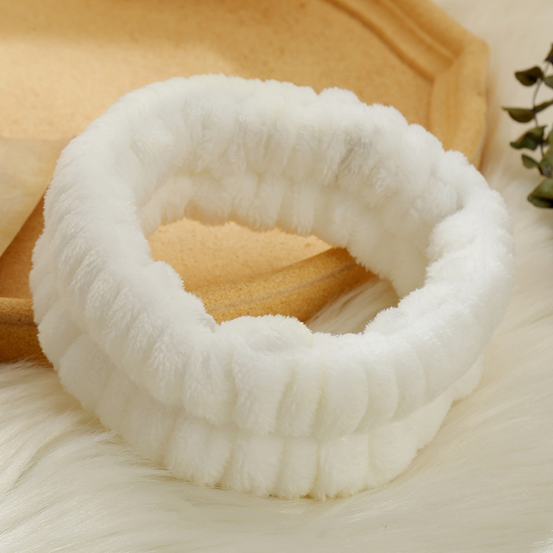 Factory direct supply of solid-color simple hair bands, face wash hair ties, self-adhesive DIY accessories, plush hair bands, semi-finished headwear pic 17