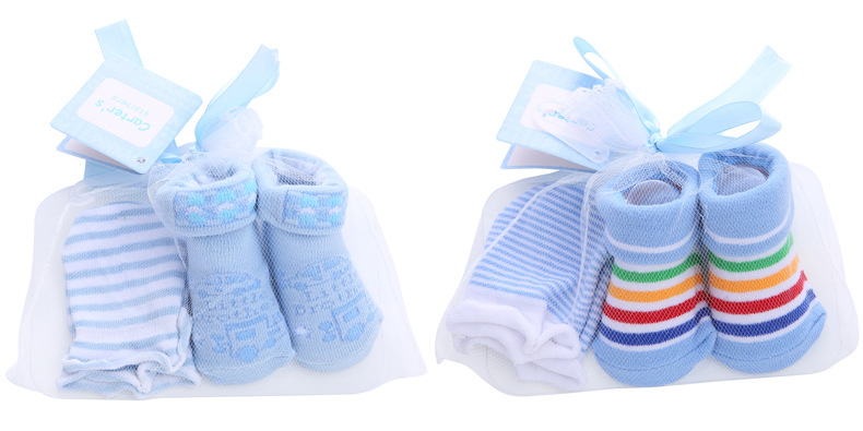 Factory direct sales of cute cartoon baby sock sets with striped polka dots, spring and autumn pure cotton mid-calf baby socks + gloves pic 6
