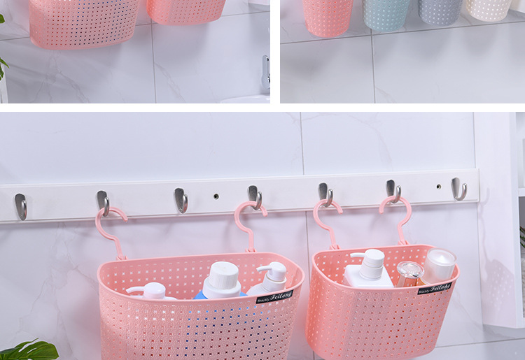Imitación ratán trenzado multifuncional asphalt storage basket tufos suspendidos baño vacío cesta de almacenamiento de baño hogar doble gancho cesta colgante pic 18