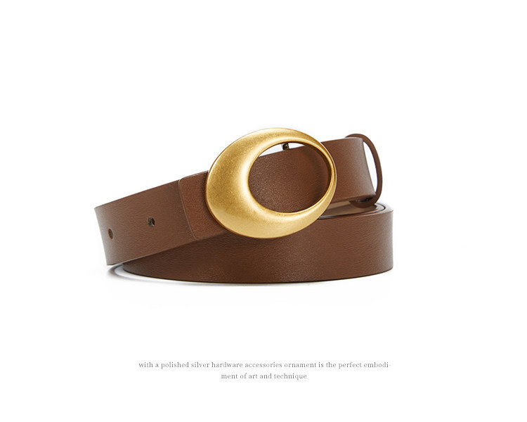 The new no-layer genuine leather belt for women features a simple double-sided design with fashionable and versatile cross-border decorative belts for women pic 11