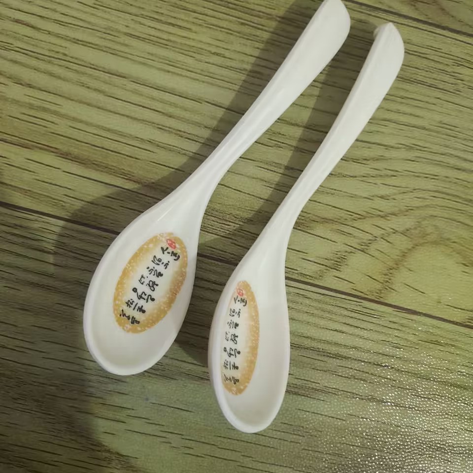 205 Auspicious spoon for Eating, long-handled melamine spoon with hook, resin spoon, plastic spoon, imitation porcelain spoon, restaurant tableware pic 10