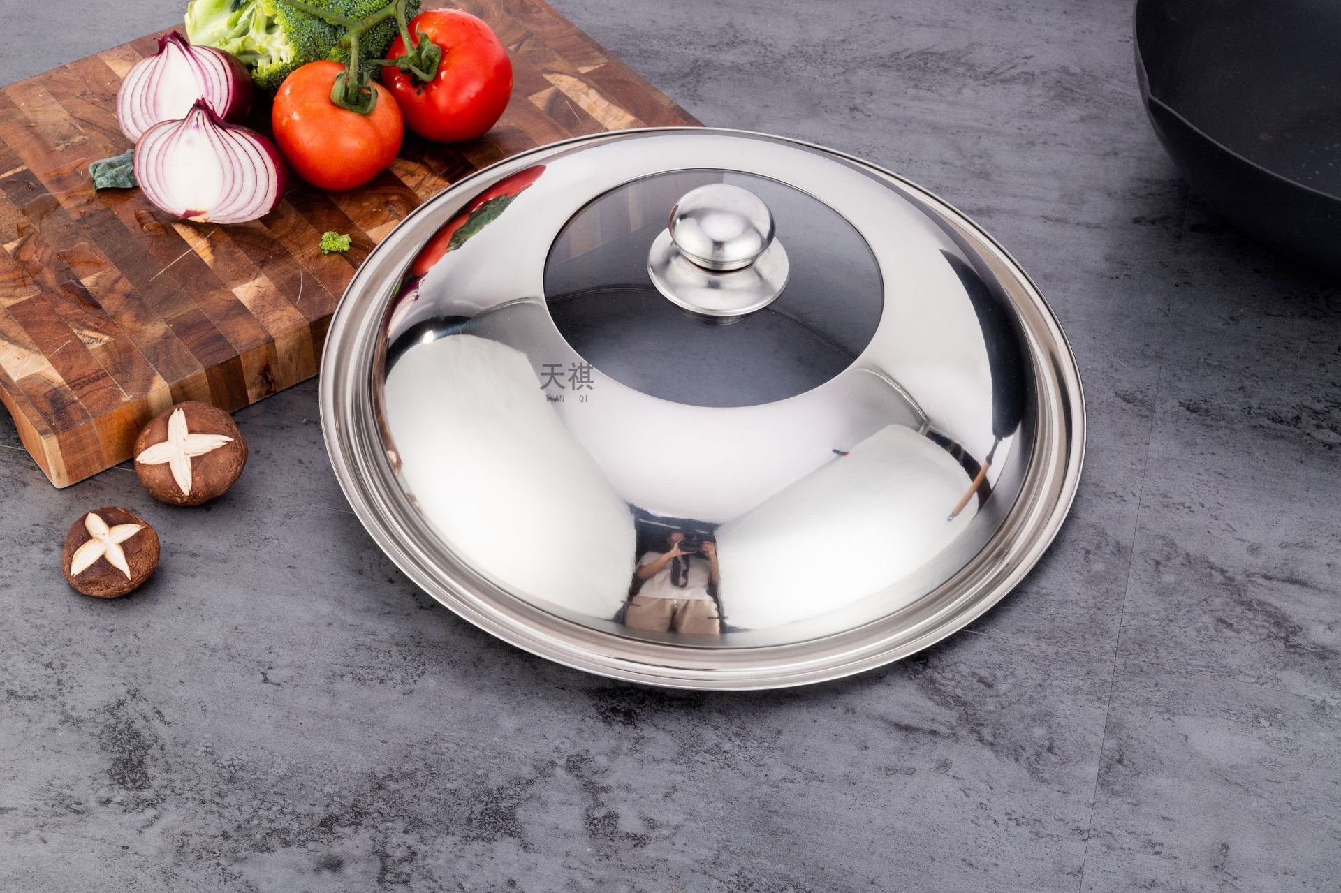 Stainless steel pot lid, household cooking pot lid, 30-40cm, wok combination lid, universal non-magnetic pot lid, glass lid pic 9