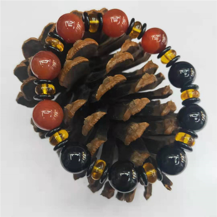 Guangshun Jewelry Wholesale of natural red and black Agate bracelets, DIY red agate couple bracelets and jewelry factory direct sales pic 2