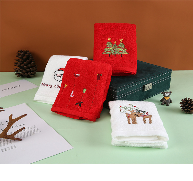 Futian cotton towels can be embroidered, are absorbent and soft, and are cute Christmas gifts. They can be pre-ordered in a matching gift box pic 6