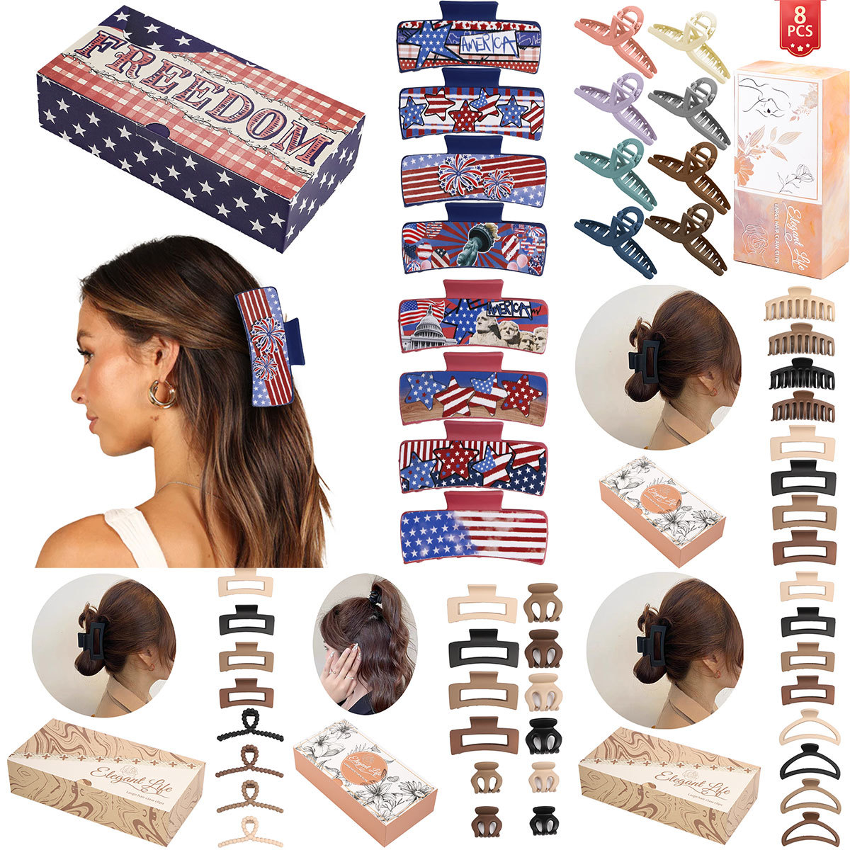 The Qiyue Amazon cross-border hair clip features a matte, same-color shark clip with a simple and elegant style. It is a hair accessory for the back of the head pic 7