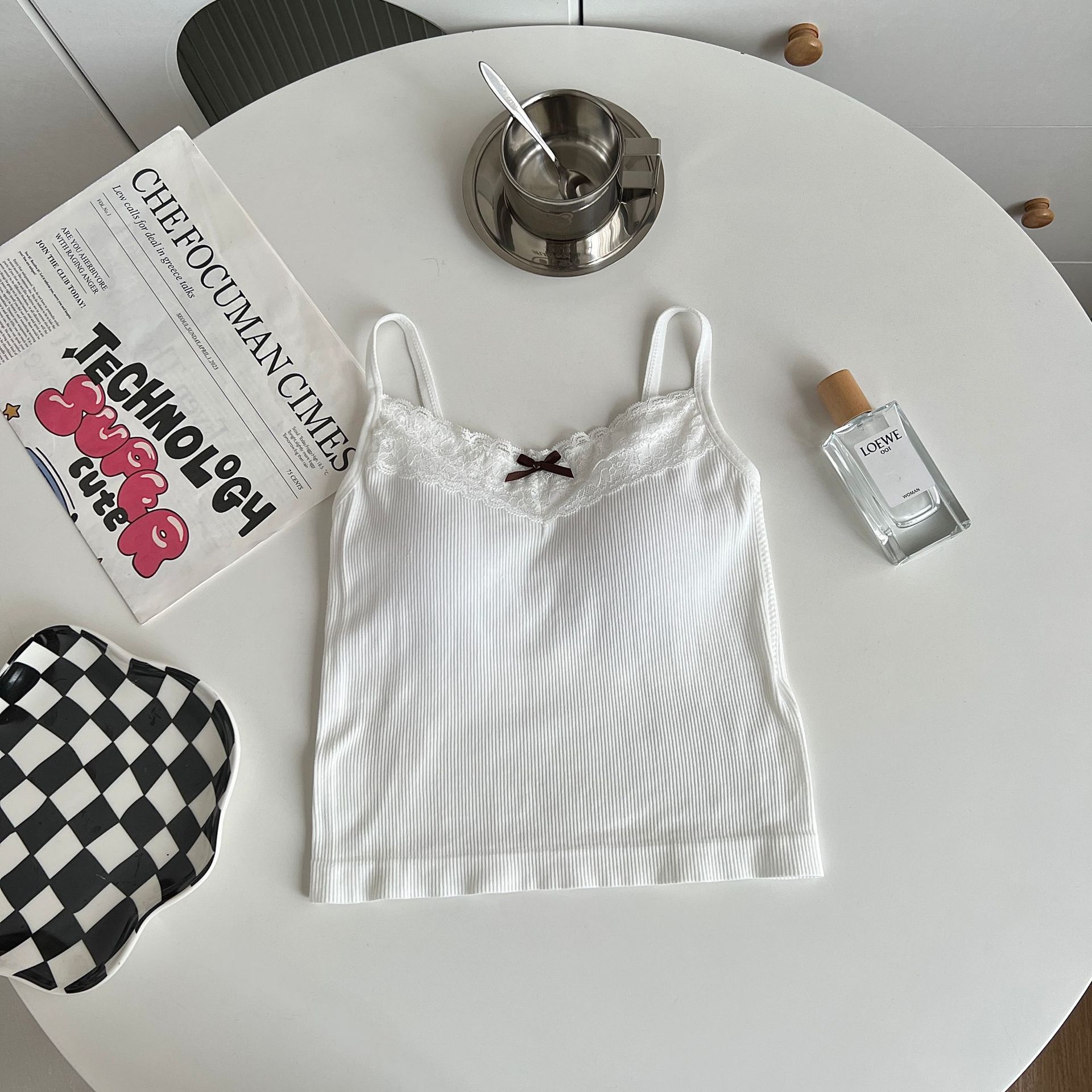 纯欲蕾丝美背吊带背心女夏季带胸垫固定杯辣妹外穿内搭吊带抹胸女详情9