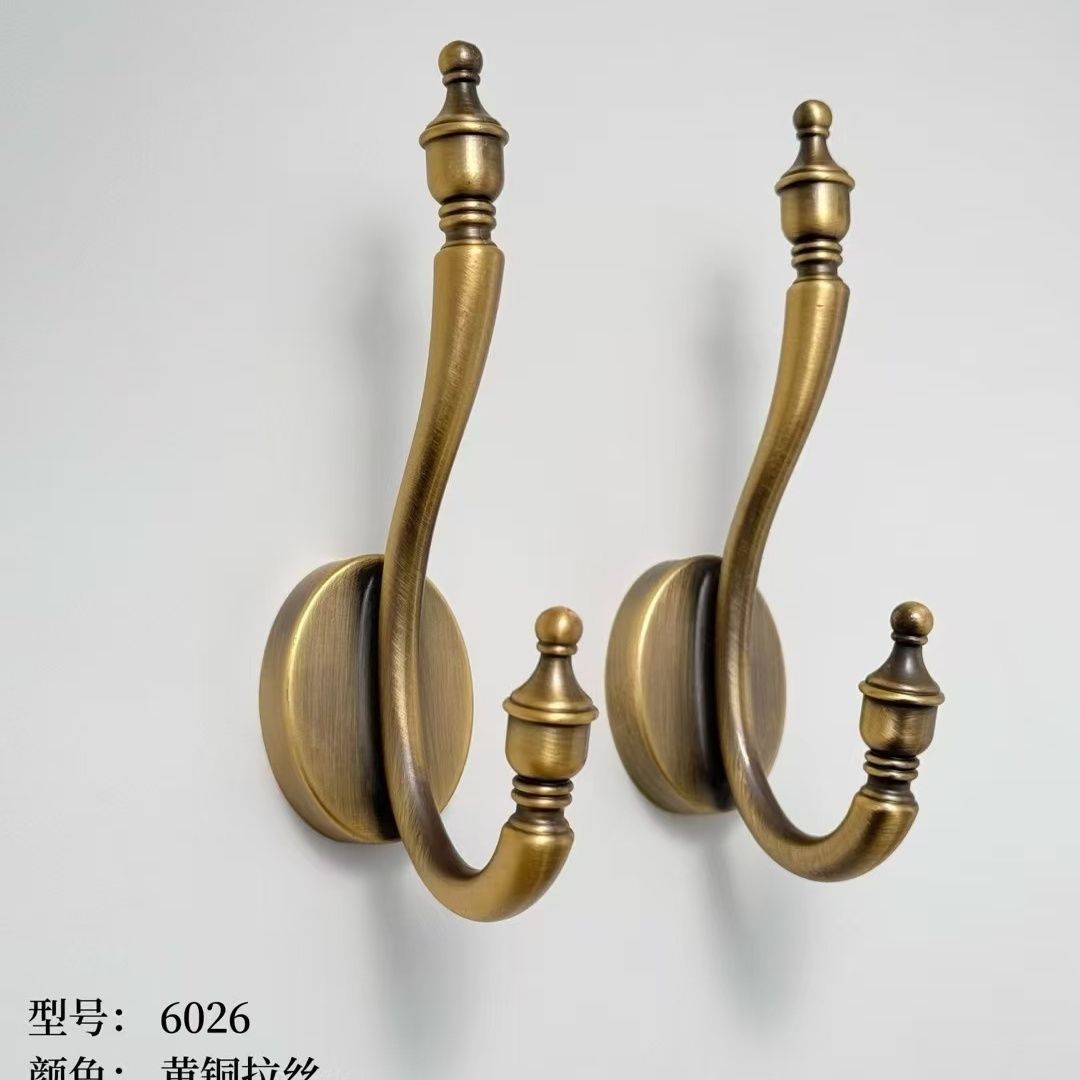 法式仿古挂衣钩实木门后挂钩衣柜衣帽钩玄关墙壁单个挂钩黄古铜详情7