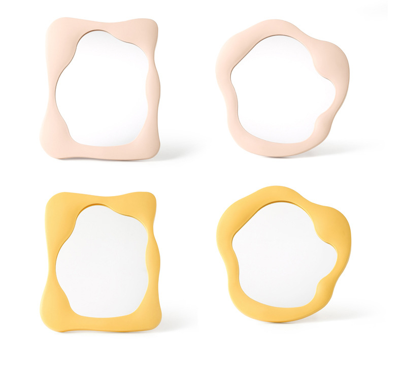 新款桌面化妆镜ins公主镜学生宿舍镜平板带支架镜子不规则简约镜详情8