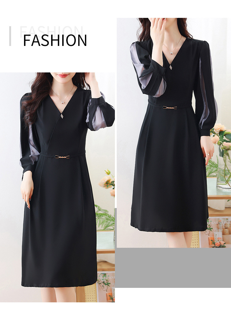 2024 real de mediana edad mamá vestido de aire vestido de otoño nuevo vestido de mujer primavera otoño temperamento de alta gama manga larga falda pic 14