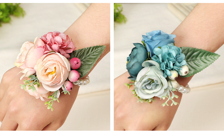 Wedding products: Super fairy-like Korean-style bride wrist flowers, bridesmaid sister groups, simulated flower wristbands, wholesale wedding supplies pic 4