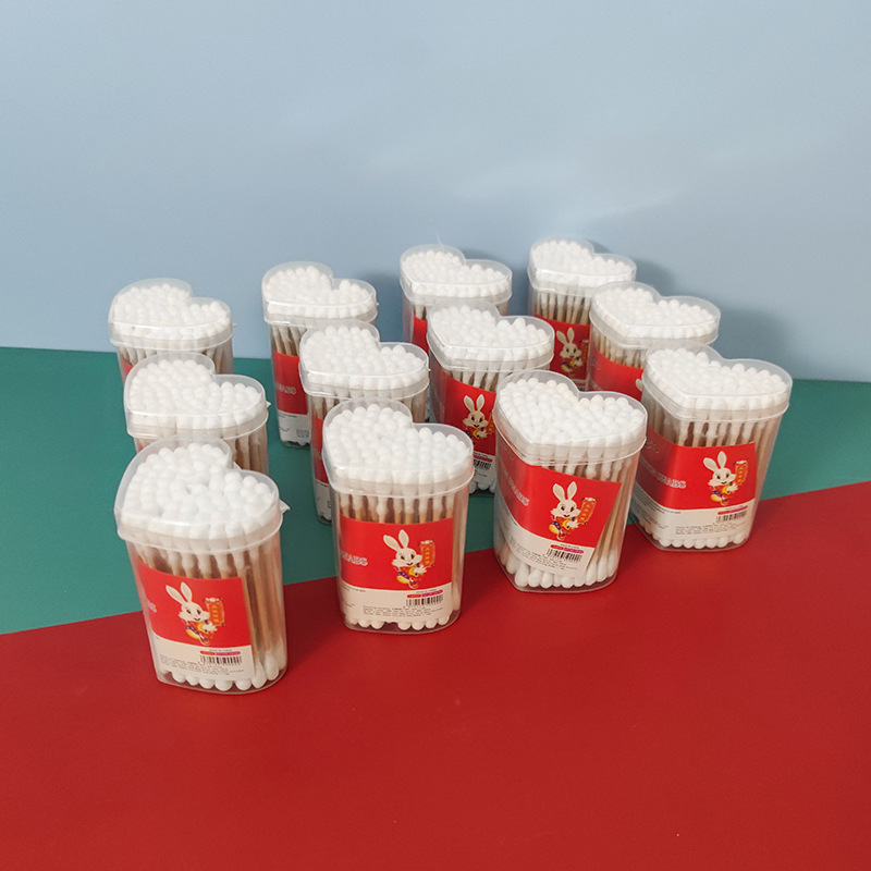 一次性双头竹木棒化妆棉签清洁棉棒棉花棒盒装足数100支 双头棉签详情17