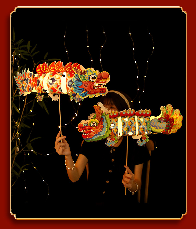 Spring Festival Chinese-style New Year dragon dance, 3D cardstock, handmade goldfish diy materials, hand-held Dragon Year toy lanterns pic 19