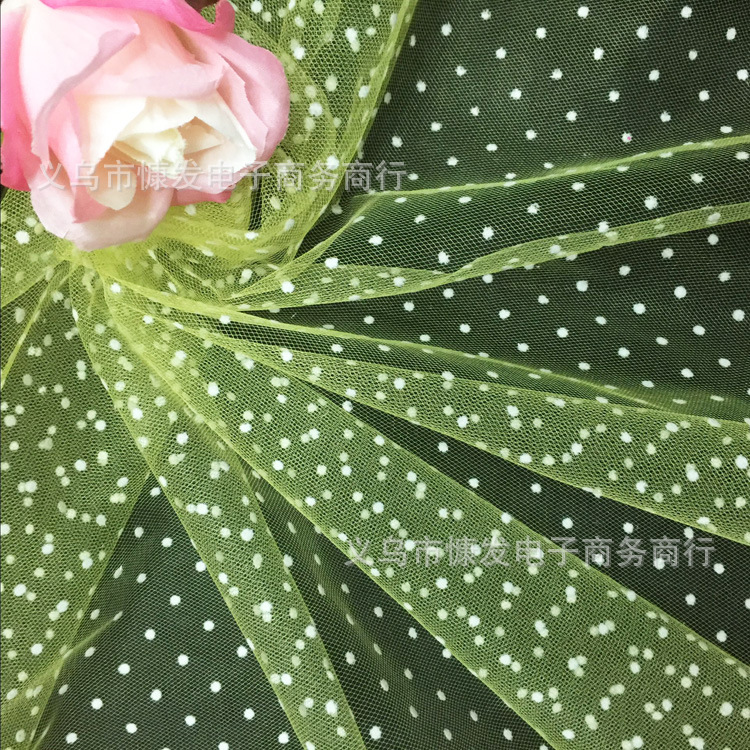 Medium-hard diamond-shaped white dot flocking black dot American mesh fabric, DIY puffy skirt, tulle and headwear, polka dot fabric pic 6