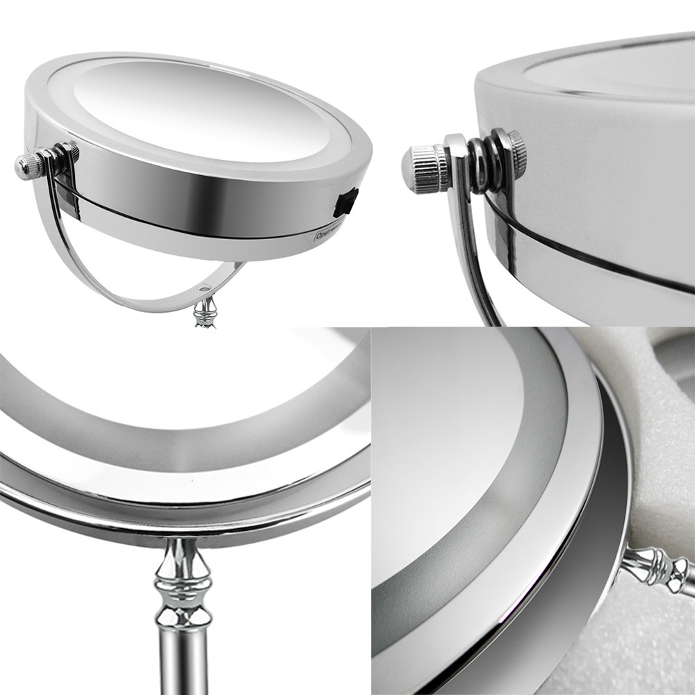 LED makeup mirror, double-sided 5x and 10x magnifying glass, 7-inch LED dressing mirror, gift desk, dormitory with light mirror pic 4