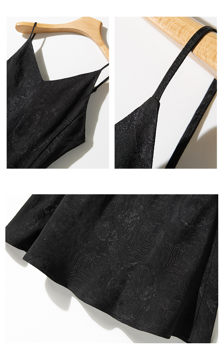 2025春夏新中式提花吊带裙山海龙纹花型时尚设计感v领垂感连衣裙详情10