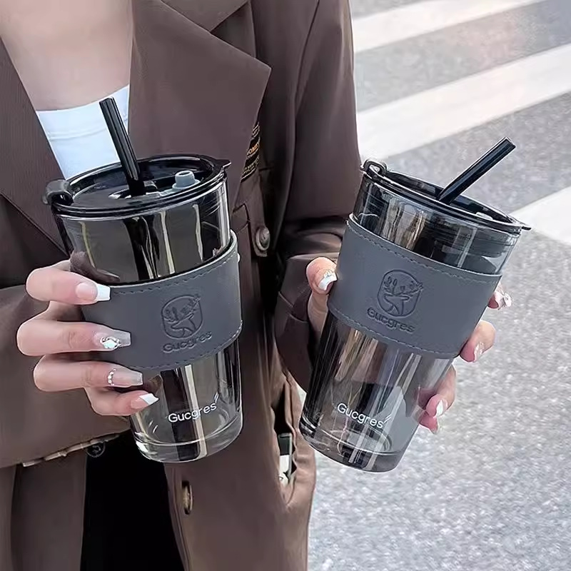 The popular bamboo joint cup, InS-style straw coffee cup, store anniversary promotion advertisement, gift glass water cup with logo printing pic 1