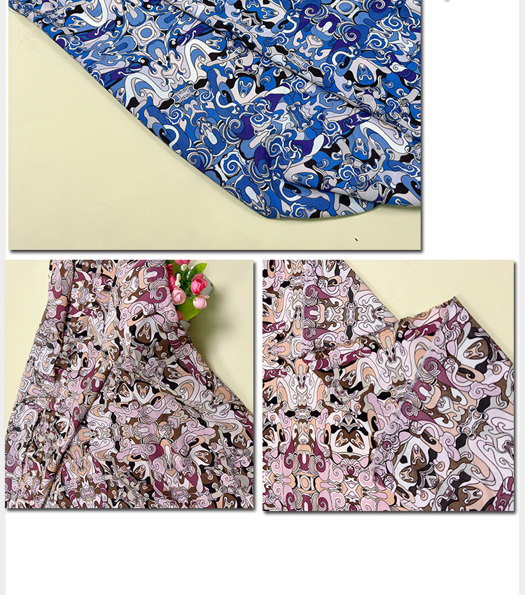 Camouflage geometric pattern four-sided elastic printed fabric beach pants, fashionable polyester fabric, large quantity and favorable price, factory direct sales pic 11