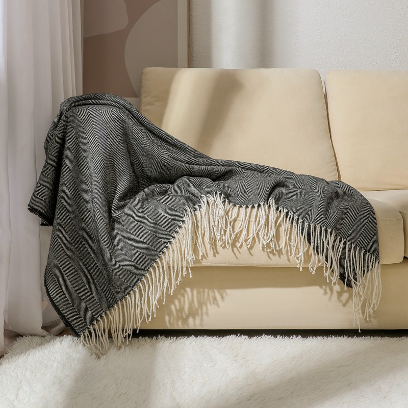 北欧简约梭织毯空调毯民宿酒店样板房床尾毯搭巾搭毯单人沙发毯详情12
