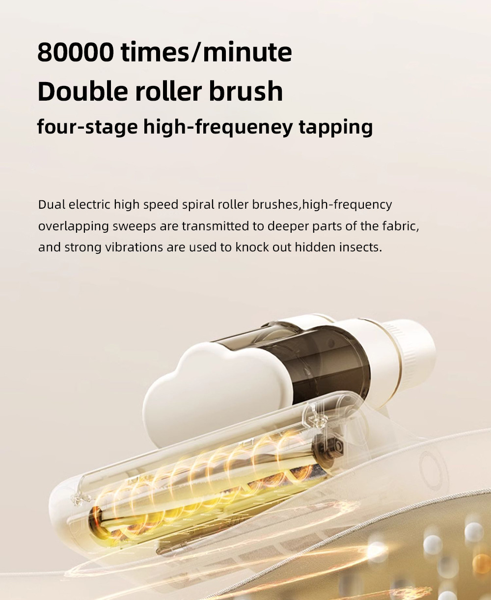 Double roller brush mite remover, a mite removal wonder, a large household vacuum cleaner for bed removal, ultrasonic and ultraviolet sterilization power purification pic 6